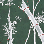 Обои ручная роспись Bamboo Argent on Edo Green painted silk варинант исполнения - 2 | Loft Concept в Рязани