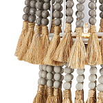 Подвесной светильник двухъярусный с декором из круглых деревянных бусин с кисточками Gray Brown Wooden Beads Chandelier варинант исполнения - 1 | Loft Concept в Рязани