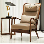 Кресло c каркасом из массива дерева и с мягким подголовником Walnut Armchair варинант исполнения - 1 | Loft Concept в Рязани