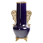 Ваза темно-синяя фарфоровая с бронзовыми ручками и ножками Eden Garden варинант исполнения - 1 | Loft Concept в Рязани
