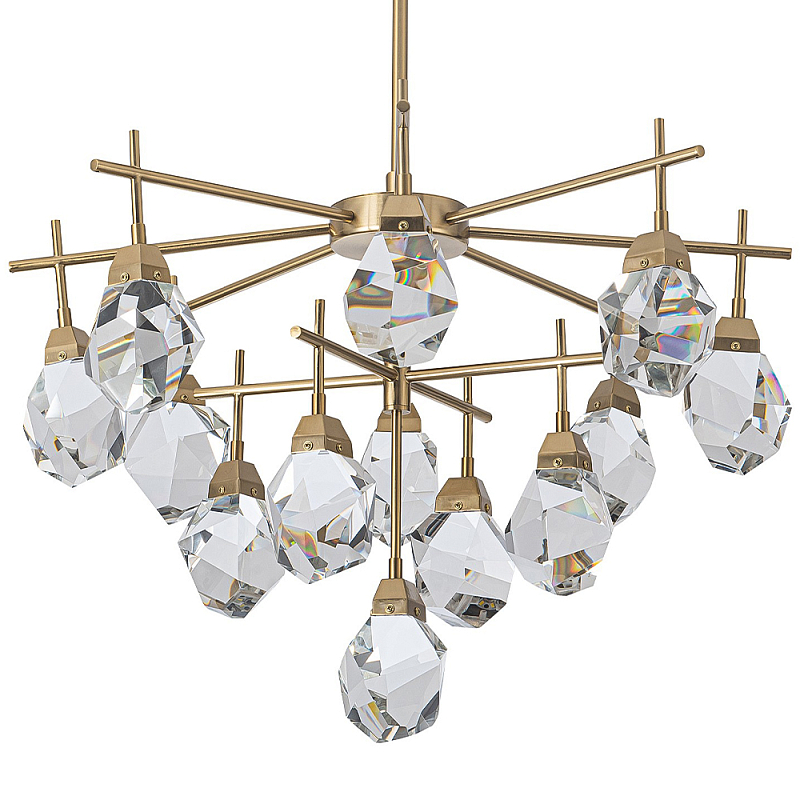 Люстра с хрустальными плафонами Esme Crystal Brass Chandelier Латунь Прозрачный Люстра с хрустальными плафонами Esme Crystal Brass Chandelier Латунь Прозрачный в Рязани | Loft Concept