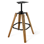 Барный стул со спинкой и металлической подставкой на 4-х деревянных ножках Синий Велюр Vendramin Chair варинант исполнения - 4 | Loft Concept в Рязани