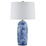 Настольная лампа керамическая с бело-синими мазками Painterly Strokes варинант исполнения - 3 | Loft Concept в Рязани