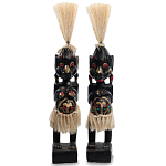 Комплект из 2-х деревянных статуэток Asmat Straw Headdress Statuettes Multicolor варинант исполнения - 1 | Loft Concept в Рязани