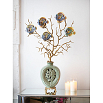 Ваза зеленая с бронзовыми ветвями и фарфоровыми рыбками Eden Garden варинант исполнения - 4 | Loft Concept в Рязани