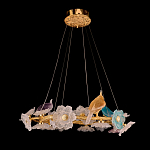 Люстра круглая на золотом каркасе с птичками и цветочным декором Miscellaneous herbs варинант исполнения - 2 | Loft Concept в Рязани