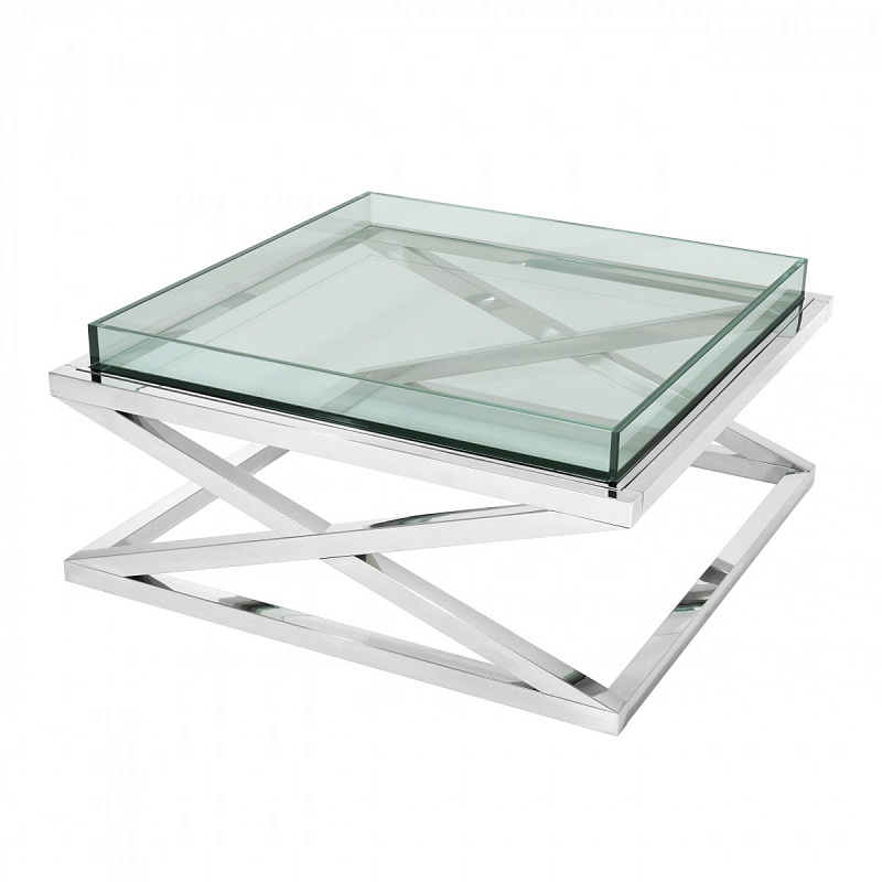 Журнальный стол Eichholtz Coffee Table Curtis Нержавеющая сталь Прозрачное Стекло Журнальный стол Eichholtz Coffee Table Curtis Нержавеющая сталь Прозрачное Стекло в Рязани | Loft Concept