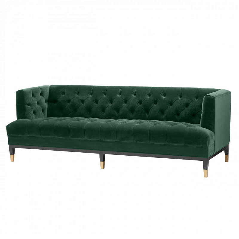 Диван Eichholtz Sofa Castelle dark green Зеленый Латунь Черный Диван Eichholtz Sofa Castelle dark green Зеленый Латунь Черный в Рязани | Loft Concept