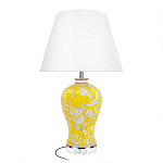 Настольная лампа желтая с изображением белых птиц Flight Among Acacia варинант исполнения - 1 | Loft Concept в Рязани