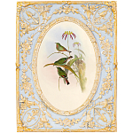 Декоративный постер с изображением птиц в раме с рельефным растительным узором Blooming Birds Poster варинант исполнения - 12 | Loft Concept в Рязани