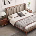 Кровать двуспальная с мягким изголовьем Moon Walnut Bed варинант исполнения - 1 | Loft Concept в Рязани
