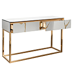 Консоль с ящиками зеркальная с золотым декором Gold Painted Mirror Console варинант исполнения - 2 | Loft Concept в Рязани