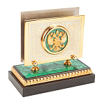 Настольный письменный набор из малахита и долерита с декором в виде герба России Leader Organizer варинант исполнения - 6 | Loft Concept в Рязани