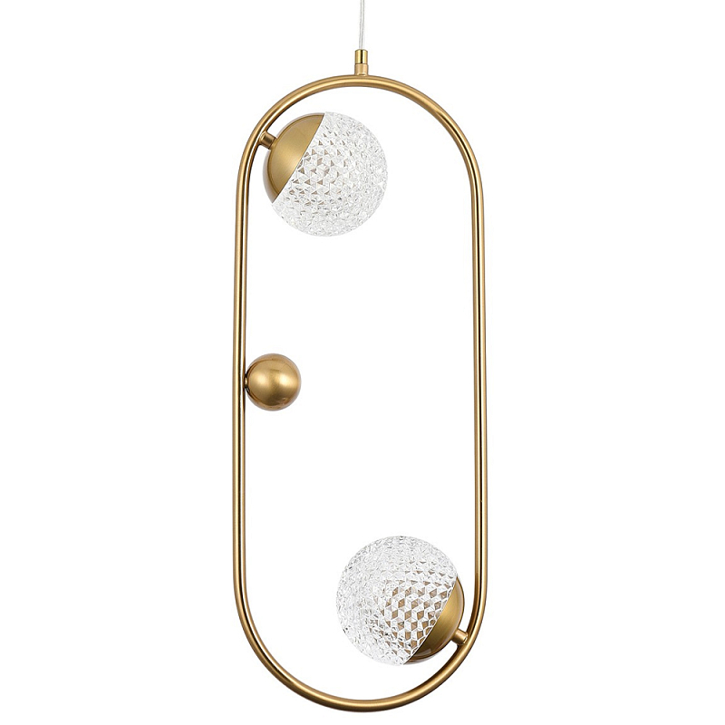 Подвесной светильник с 2-мя сферическими плафонами из рельефного акрила Pearls Suspension Hanging Lamp Латунь Прозрачный Подвесной светильник с 2-мя сферическими плафонами из рельефного акрила Pearls Suspension Hanging Lamp Латунь Прозрачный в Рязани | Loft Concept