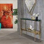 Консоль овальной формы золотая с полкой для хранения Craig варинант исполнения - 4 | Loft Concept в Рязани