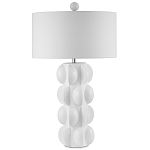 Настольная лампа белая с тканевым абажуром в форме цилиндра Morphing варинант исполнения - 4 | Loft Concept в Рязани