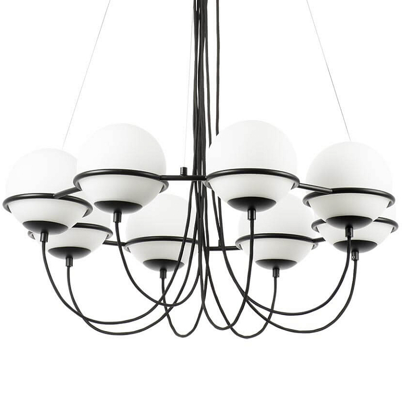 Люстра Melissa Chandelier Black 8 Черный Белый Люстра Melissa Chandelier Black 8 Черный Белый в Рязани | Loft Concept