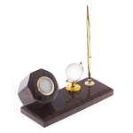 Настольный письменный набор с глобусом и ручкой из натурального обсидиана World Globe варинант исполнения - 2 | Loft Concept в Рязани