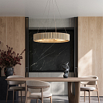 Люстра круглая из толстых деревянных реек Natural Style варинант исполнения - 4 | Loft Concept в Рязани