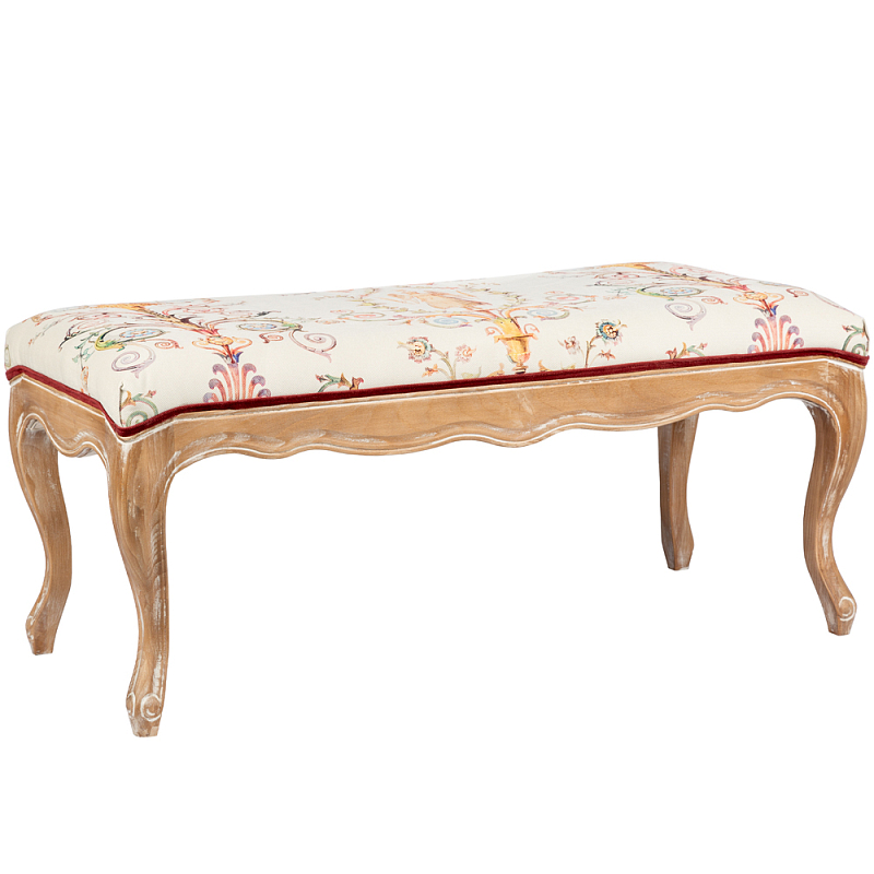 Банкетка из массива бука бежевая с растительным орнаментом Raffael Beige Floral Banquette Бежевый Мульти Светлый дуб Банкетка из массива бука бежевая с растительным орнаментом Raffael Beige Floral Banquette Бежевый Мульти Светлый дуб в Рязани | Loft Concept