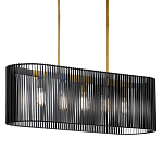 Люстра подвесная овальной формы с металлическим решетчатым абажуром матово-черного цвета и 5 лампами Kichler варинант исполнения - 1 | Loft Concept в Рязани