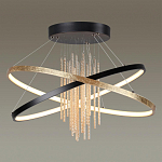 Люстра подвесная с 2-мя пересекающимися круглыми подвесами в черном и золотистом цвете и вертикальными подвесками Ring Horizontal варинант исполнения - 2 | Loft Concept в Рязани