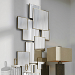 Золотое зеркальное панно из зеркальных квадратов Overlapping варинант исполнения - 2 | Loft Concept в Рязани