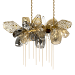 Люстра подвесная с 22-мя гранёными стеклянными плафонами с вертикальными подвесками Gilded Mirage  варинант исполнения - 7 | Loft Concept в Рязани