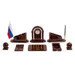 Настольный письменный набор с часами из природного камня обсидиана  Contract Extended варинант исполнения - 1 | Loft Concept в Рязани