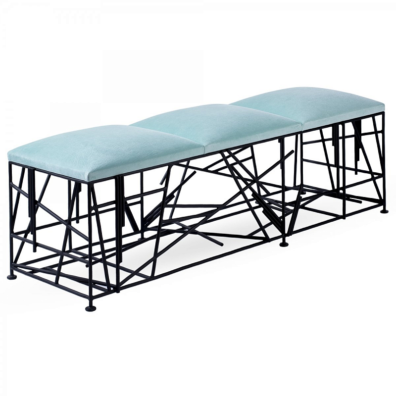 Банкетка Kelly Wearstler TURMONT BENCH Черный матовый Светло-голубой Банкетка Kelly Wearstler TURMONT BENCH Черный матовый Светло-голубой в Рязани | Loft Concept
