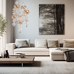 Люстра с плафонами из прозрачного и янтарного стекла в виде шаров и ромбов Gabriel Scott Luna варинант исполнения - 12 | Loft Concept в Рязани