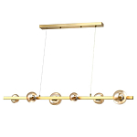 Люстра светодиодная линейная с 6-ю круглыми плафонами коньячного цвета Iona Chandelier Brass  варинант исполнения - 1 | Loft Concept в Рязани