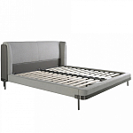 Кровать двуспальная серая с мягким изголовьем из экокожи и ткани Modern Look варинант исполнения - 2 | Loft Concept в Рязани