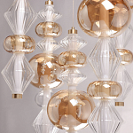 Люстра с плафонами из прозрачного и янтарного стекла в виде шаров и ромбов Gabriel Scott Luna варинант исполнения - 8 | Loft Concept в Рязани