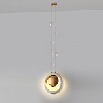 Подвесной светильник с бежевым текстурным кольцом и латунным шаром в центре Tactile  варинант исполнения - 5 | Loft Concept в Рязани