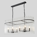 Люстра подвесная овальная со стеклянными прозрачными трубками и металлическим каркасом черного цвета Nembus варинант исполнения - 5 | Loft Concept в Рязани