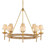 Люстра из кованого железа с отделкой плетеной веревкой и сусальным золотом Parisian Style варинант исполнения - 1 | Loft Concept в Рязани