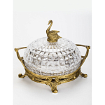 Конфетница из прозрачного рельефного стекла с ручкой и фигуркой лебедя Eden Garden варинант исполнения - 2 | Loft Concept в Рязани