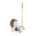 Часы настольные с шариковой металлической ручкой из натурального камня Stone Clock варинант исполнения - 2 | Loft Concept в Рязани