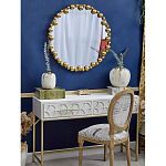 Зеркало круглое в фактурной золотистой раме из металла Mirror Golden Placer варинант исполнения - 2 | Loft Concept в Рязани