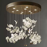 Люстра каскадная с белыми цветами и птицами Takeoff варинант исполнения - 1 | Loft Concept в Рязани