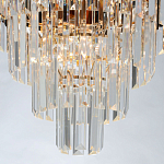 Люстра из черного металла с многоярусными подвесками из прозрачного хрусталя на золотой цепи Empire Black Chandelier Crystal варинант исполнения - 7 | Loft Concept в Рязани