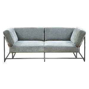 Двухместный диван Two Seat Sofa серо-голубой велюр