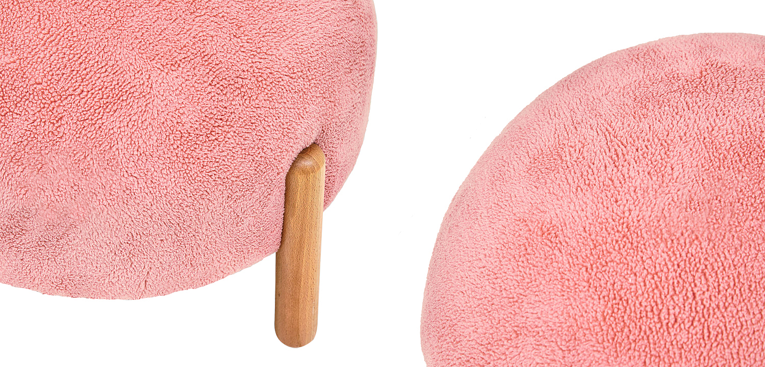 Пуф круглый на деревянных ножках Ralfie Pouf Pink Пуф круглый на деревянных ножках Ralfie Pouf Pink - Loft-Concept в Рязани