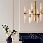 Люстра золотая с 16-ю тонкими цилиндрическими плафонами Shoulders варинант исполнения - 3 | Loft Concept в Рязани