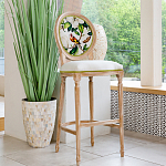 Барный стул золотистый из натурального бука с изображением птицы и цветов Blooming Birds варинант исполнения - 2 | Loft Concept в Рязани