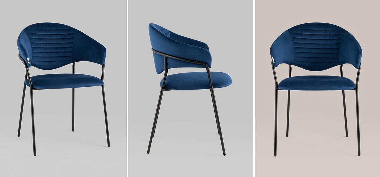 Стул Alexis Chair Синий Велюр Стул Alexis Chair Синий Велюр - Loft-Concept в Рязани