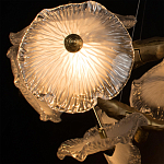 Люстра подвесная круглая с ветвистыми бронзовыми элементами и стеклянными рифлеными дисками Textured Glass Chandelier варинант исполнения - 5 | Loft Concept в Рязани