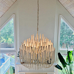 Люстра белая с несколькими ярусами деревянных палочек Bright Wooden Chandelier варинант исполнения - 2 | Loft Concept в Рязани