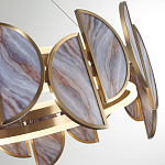 Люстра круглая с полукруглыми плафонами из искусственного алебастра в бронзовой оправе Marbella варинант исполнения - 4 | Loft Concept в Рязани